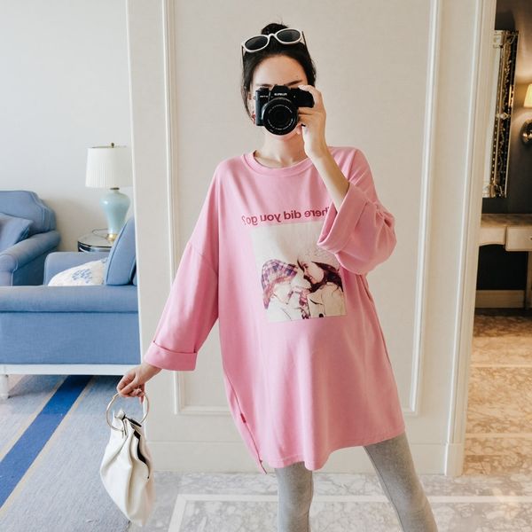 early autumn pregnant women t-shirt dress leisure suit cartoon printing loose large medium length 7 3 sleeve t-shirt women dress fashion bty, Black
early autumn pregnant women t-shirt dress leisure suit cartoon printing loose large medium length 7 3 sleeve t-shirt women dress fashion bty, Black