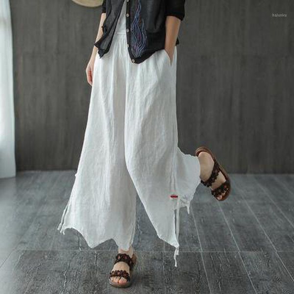 women's pants & capris johnature summer retro plate buckle solid color cotton linen elastic waist wide leg 2021 loose all-match women p, Black;white
women's pants & capris johnature summer retro plate buckle solid color cotton linen elastic waist wide leg 2021 loose all-match women p, Black;white