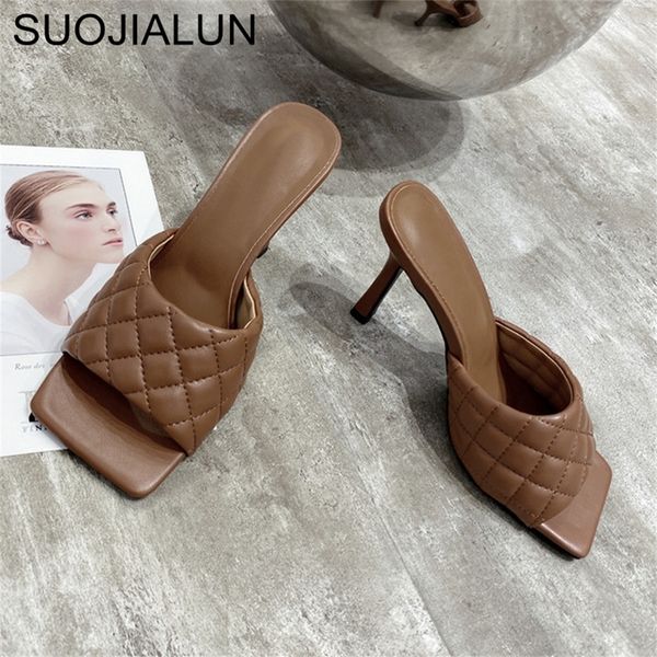 suojialun brand design women slippers elegant square toe thin high heels 9cm slippers summer outdoor beach slides shoes lj200812, Black
suojialun brand design women slippers elegant square toe thin high heels 9cm slippers summer outdoor beach slides shoes lj200812, Black