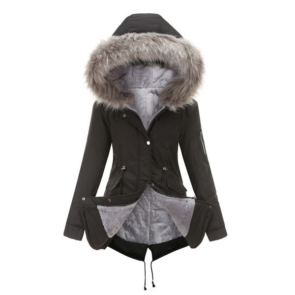 new winter thickened women cotton clothing casual loose mid-length coat women's fur hooded winter warm and velvet coat women, Black
new winter thickened women cotton clothing casual loose mid-length coat women's fur hooded winter warm and velvet coat women, Black