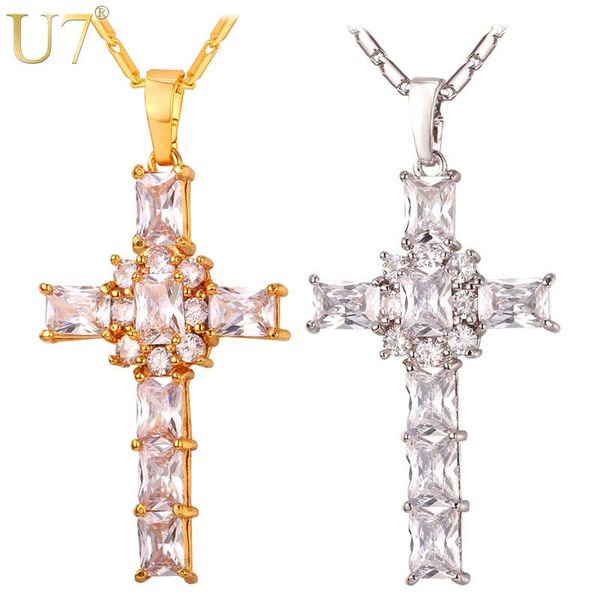 pendant necklaces u7 cross crystal necklace women jewelry gift wholesale silver/gold color luxury pink/clear cubic zirconia & chain p364
pendant necklaces u7 cross crystal necklace women jewelry gift wholesale silver/gold color luxury pink/clear cubic zirconia & chain p364