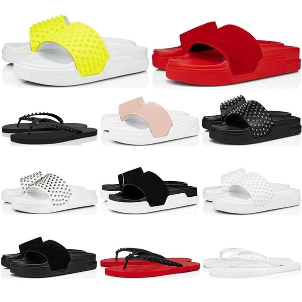 2020 red bottoms flip flops leather slippers slides sandals men women triple black white yellow pink spikes summer mens beach sandals
2020 red bottoms flip flops leather slippers slides sandals men women triple black white yellow pink spikes summer mens beach sandals