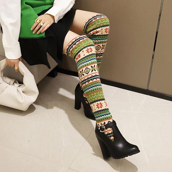 new winter warm socks shoes women elastic boots high heel stretch socks boots long platform thigh high slim knitting 199-2, Black
new winter warm socks shoes women elastic boots high heel stretch socks boots long platform thigh high slim knitting 199-2, Black
