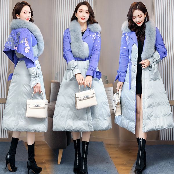 embroidery women parka winter outwear jacket coat patchwork down jacket with fur hood thickened womens jackets and coats, Black
embroidery women parka winter outwear jacket coat patchwork down jacket with fur hood thickened womens jackets and coats, Black