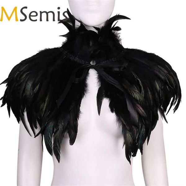 msemis black gothic victorian scarf poncho wrap natural feather choker collar cape shawl stole halloween cosplay costume y200103, Blue;gray
msemis black gothic victorian scarf poncho wrap natural feather choker collar cape shawl stole halloween cosplay costume y200103, Blue;gray