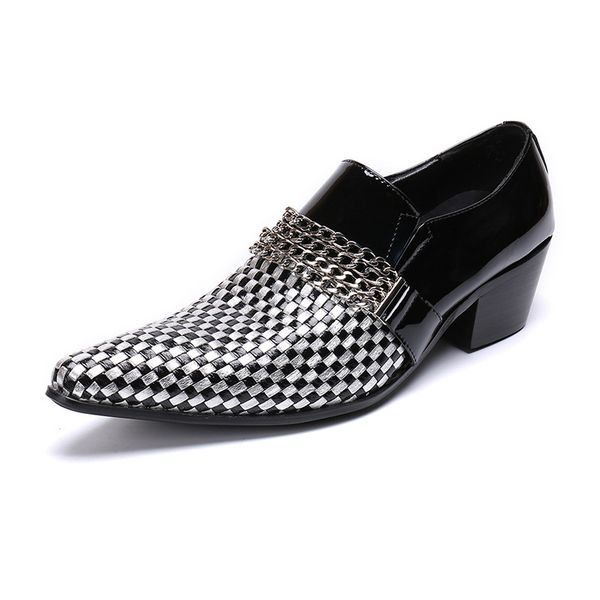 dress shoes business men's pointed light gray printed plaid chain derby are not tied with party wedding, Black
dress shoes business men's pointed light gray printed plaid chain derby are not tied with party wedding, Black
