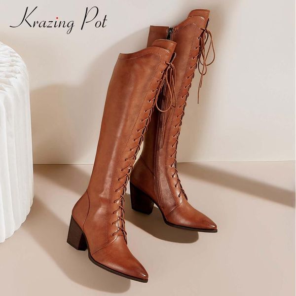 krazing pot new vintage split leather large size handmade pointed toe thick high heel zip european gorgeous knee-high boots l1f5, Black
krazing pot new vintage split leather large size handmade pointed toe thick high heel zip european gorgeous knee-high boots l1f5, Black