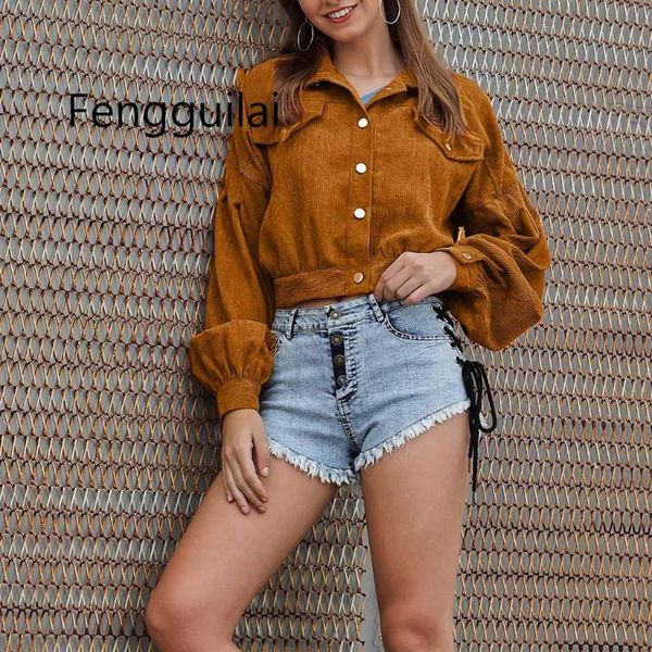 women's jackets 2021 brown retro windbreaker women button coats long sleeve basic bomber corduroy female outwear, Black;brown
women's jackets 2021 brown retro windbreaker women button coats long sleeve basic bomber corduroy female outwear, Black;brown