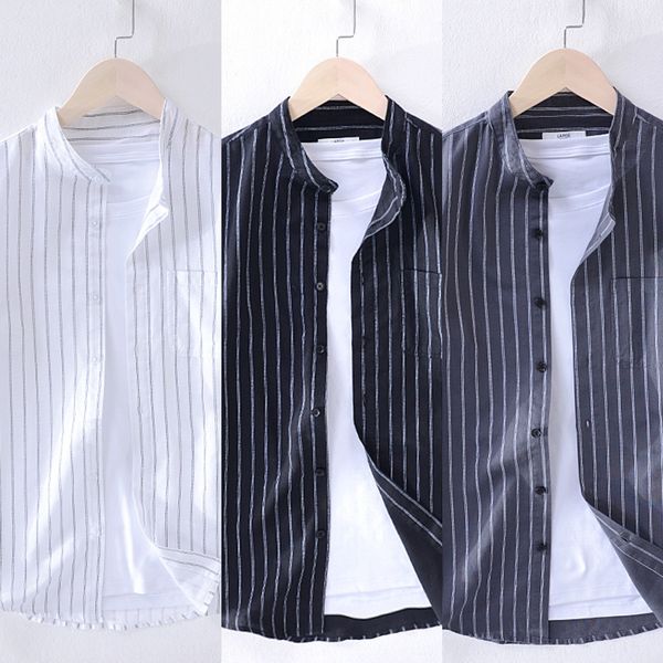 gentleman casual men british style cotton hemp long sleeve shirt not fade color stand shirtcotton and linen shirtcollar linen shirt stri, Blue
gentleman casual men british style cotton hemp long sleeve shirt not fade color stand shirtcotton and linen shirtcollar linen shirt stri, Blue