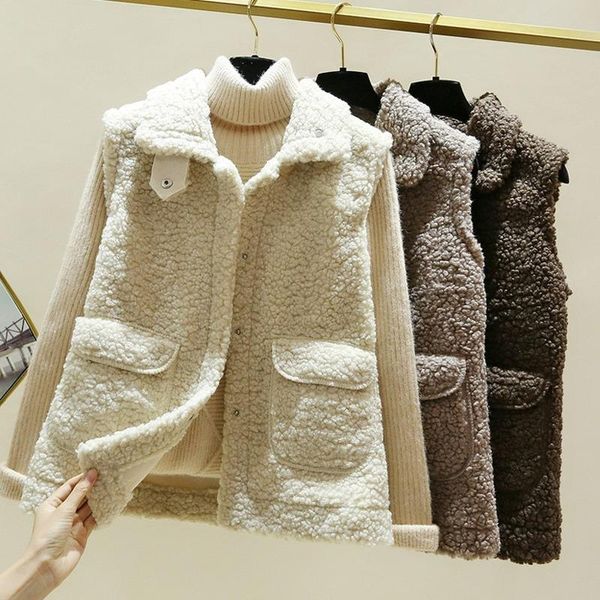 women's vests simple style pure color lamb hair short vest women autumn winter fur all-in-one net red pocket casual wild thick waistcoa, Black;white
women's vests simple style pure color lamb hair short vest women autumn winter fur all-in-one net red pocket casual wild thick waistcoa, Black;white