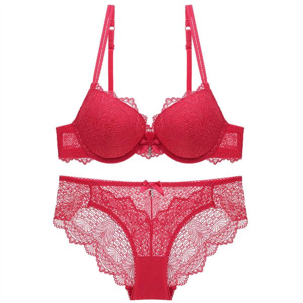 girls' underwear with thin and thick bottom women's gathered lace bra suit, Red;black
girls' underwear with thin and thick bottom women's gathered lace bra suit, Red;black