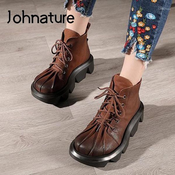 johnature women shoes platform boots 2021 new lace-up genuine leather winter handmade round toe retro leisure ankle ladies boots1, Black
johnature women shoes platform boots 2021 new lace-up genuine leather winter handmade round toe retro leisure ankle ladies boots1, Black