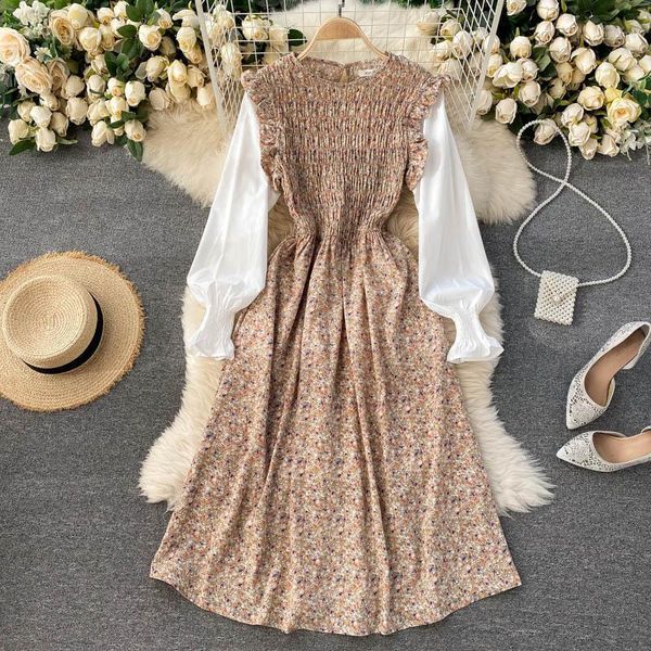 women patchwork long-sleeve dress french style floral print pleated stretchy spring dress casual a-line female vestidos1, Black;gray
women patchwork long-sleeve dress french style floral print pleated stretchy spring dress casual a-line female vestidos1, Black;gray
