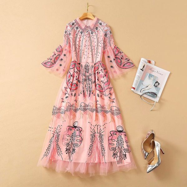 1102 2020 autumn flora dress fashion dress long sleeve crew neck embroidery flora print empire women's clothes as, White;black
1102 2020 autumn flora dress fashion dress long sleeve crew neck embroidery flora print empire women's clothes as, White;black