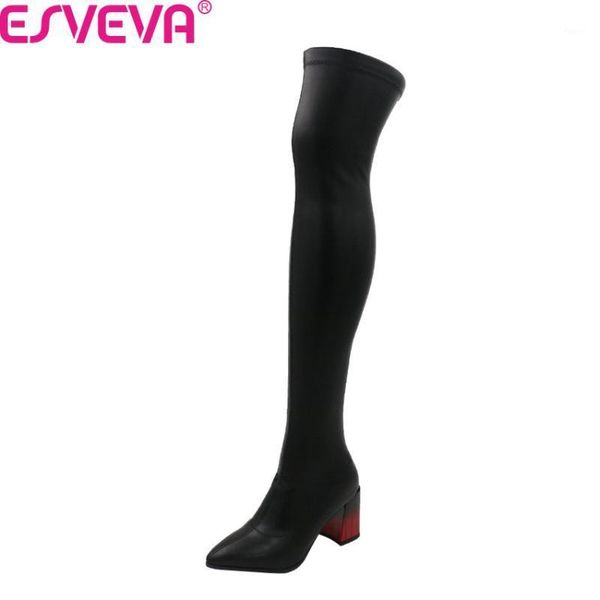 boots esveva 2021 pointed toe women shoes square high heel over the knee pu leather fashion long size 34-431, Black
boots esveva 2021 pointed toe women shoes square high heel over the knee pu leather fashion long size 34-431, Black