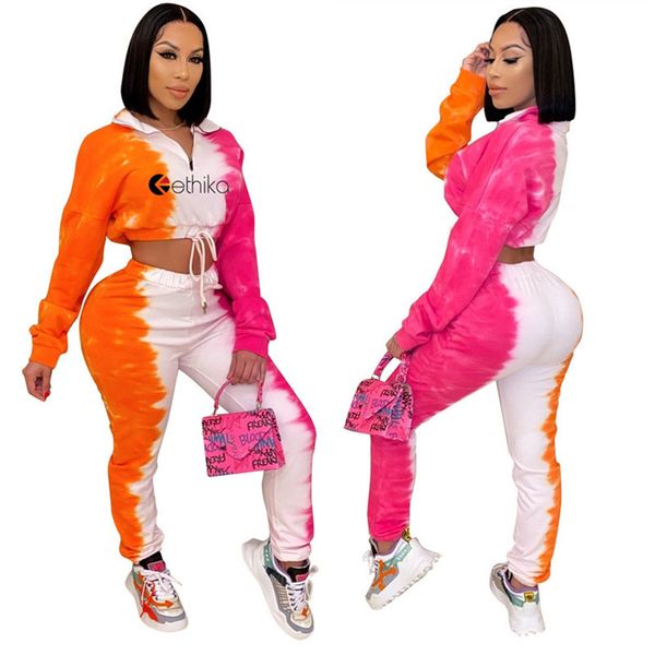 women two piece clothing sets tie dye printing two color crop legging pants tracksuit long sleeve neck high collar outfit d102601, White
women two piece clothing sets tie dye printing two color crop legging pants tracksuit long sleeve neck high collar outfit d102601, White