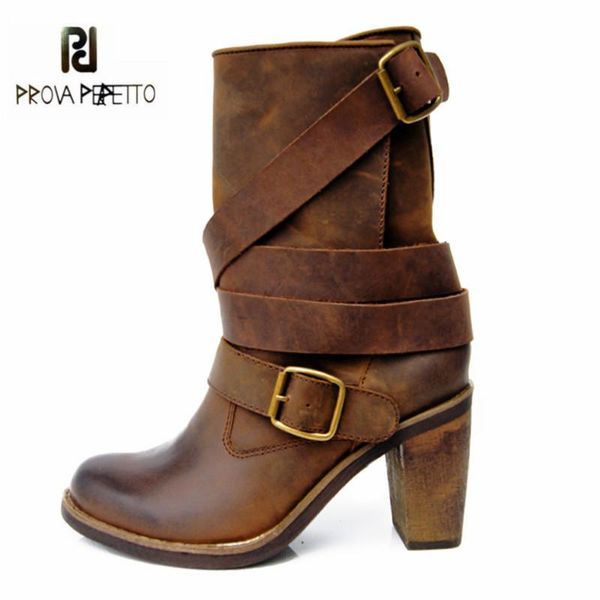 boots prova perfetto brown women genuine leather high heel boot platform mid-calf buckle straps riding botas shoes woman, Black
boots prova perfetto brown women genuine leather high heel boot platform mid-calf buckle straps riding botas shoes woman, Black