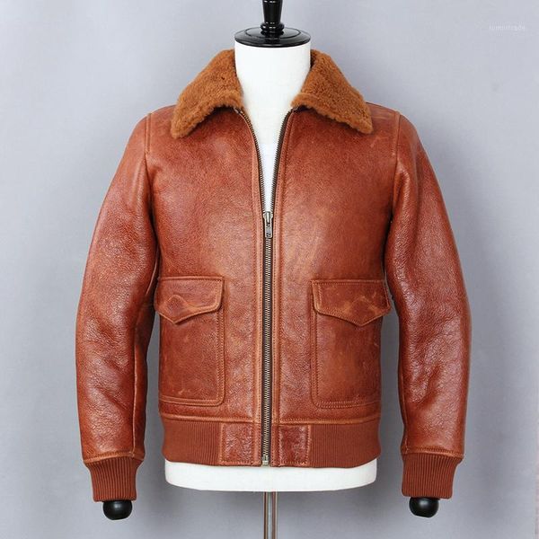 men's leather & faux avirex fur one motorcycle jacket brown sheepskin genuine leahter men collar wool liner bomber winter coat1, Black
men's leather & faux avirex fur one motorcycle jacket brown sheepskin genuine leahter men collar wool liner bomber winter coat1, Black
