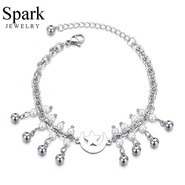 charm bracelets spark stainless steel moon & star pendant bracelet imitation pearl beaded for women valentine's day gift pulsera, Golden;silver
charm bracelets spark stainless steel moon & star pendant bracelet imitation pearl beaded for women valentine's day gift pulsera, Golden;silver