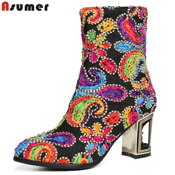 boots asumer 2021 jacquard fabric women square high heels spring autumn ankle for flower ladies fashion shoes, Black
boots asumer 2021 jacquard fabric women square high heels spring autumn ankle for flower ladies fashion shoes, Black