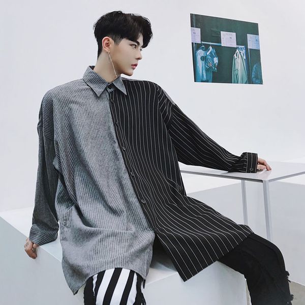 2021 autumn striped fashion shreds oversize hip hop streetwear men's casual male shirt nightclub stage blouse qkvg, White;black
2021 autumn striped fashion shreds oversize hip hop streetwear men's casual male shirt nightclub stage blouse qkvg, White;black