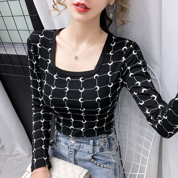 bottoming t-shirt coat t-shirt women's wear early autumn 2020 new square collar open collarbone print slim long sleeve tight e5agp e, White
bottoming t-shirt coat t-shirt women's wear early autumn 2020 new square collar open collarbone print slim long sleeve tight e5agp e, White