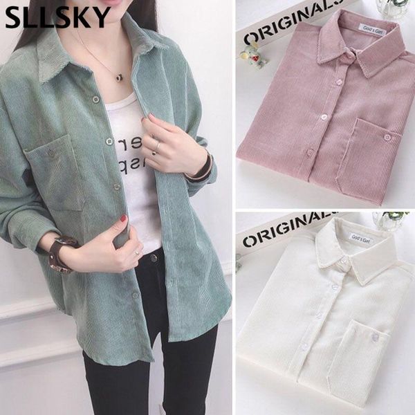 sllsky corduroy blouse women spring autumn solid turn-down collar long sleeve corduroy shirts vintage korean loose women 1, White
sllsky corduroy blouse women spring autumn solid turn-down collar long sleeve corduroy shirts vintage korean loose women 1, White
