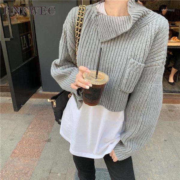 new 2020 autumn winter women sweaters turtleneck pullover knitted pocket short cropped irregular lady v7781, White;black
new 2020 autumn winter women sweaters turtleneck pullover knitted pocket short cropped irregular lady v7781, White;black
