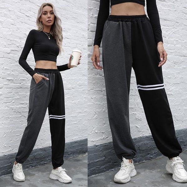 women's pants & capris hed 2021 autumn black casual harem sweatpants stitching loose trend high waist women, Black;white
women's pants & capris hed 2021 autumn black casual harem sweatpants stitching loose trend high waist women, Black;white