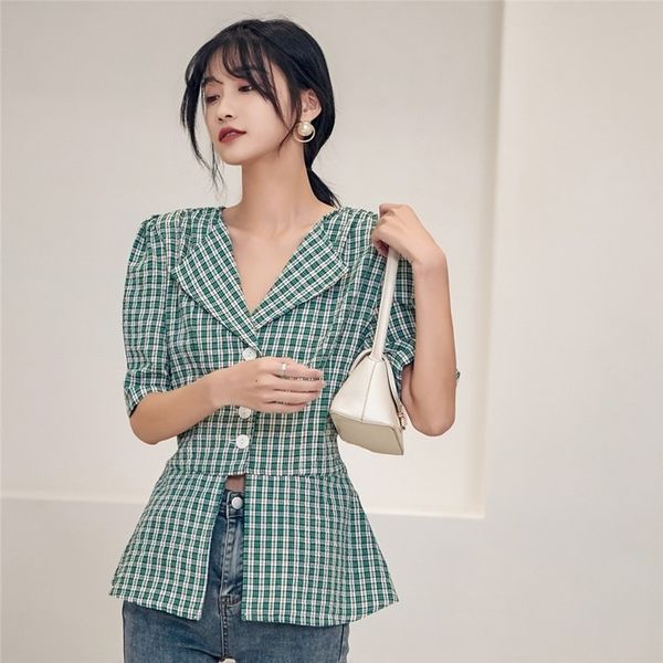 2021 new summer chic plaid shirt korean style short sleeve lapel female casual and blouses ladies'clothes w0q5, White
2021 new summer chic plaid shirt korean style short sleeve lapel female casual and blouses ladies'clothes w0q5, White