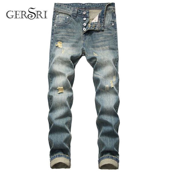 men's jeans men motorcycle european and american broken holes denim stretch buttons fashion plus size pants, Blue
men's jeans men motorcycle european and american broken holes denim stretch buttons fashion plus size pants, Blue