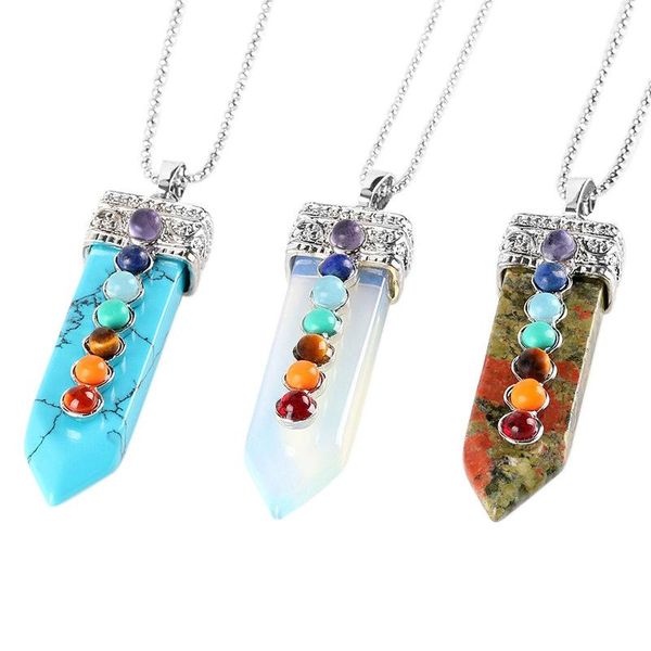 natural gem stone beads 7 chakra necklace pendants sword pendulum charms healing reiki women men yoga jewellery, Silver
natural gem stone beads 7 chakra necklace pendants sword pendulum charms healing reiki women men yoga jewellery, Silver