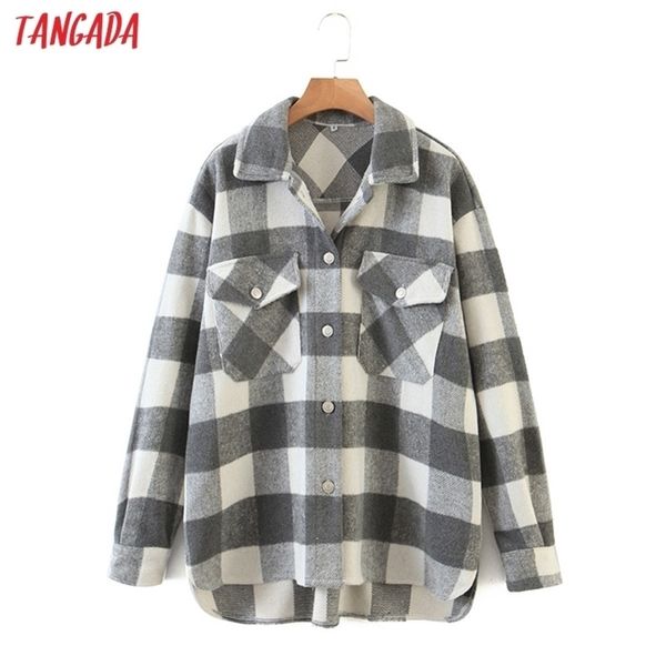 tangada 2020 autumn winter women gray plaid long coat jacket double pocket casual warm overcoat outwear lj201201, Black
tangada 2020 autumn winter women gray plaid long coat jacket double pocket casual warm overcoat outwear lj201201, Black