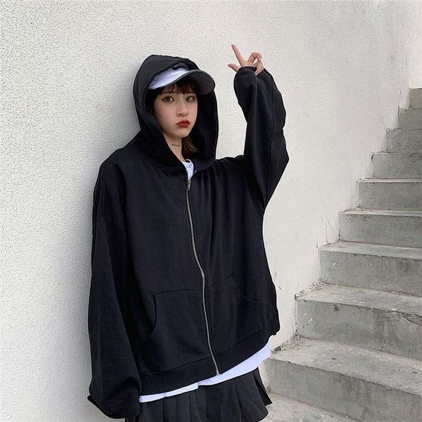 womens jacket 2020 new solid color hooded zipper coat female loose students female jacket ropa de mujer, Black
womens jacket 2020 new solid color hooded zipper coat female loose students female jacket ropa de mujer, Black