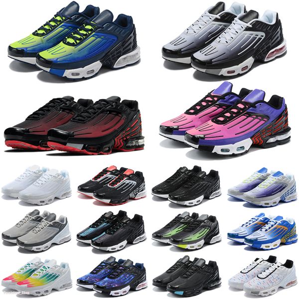 new running shoes tn plus 3 men chaussures iii triple white black iridescent hyper blue oreo mens women outdoor trainers sneakers sports, White;red 
new running shoes tn plus 3 men chaussures iii triple white black iridescent hyper blue oreo mens women outdoor trainers sneakers sports, White;red