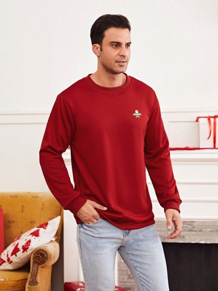 men christmas santa print pullover g3tu#, Black