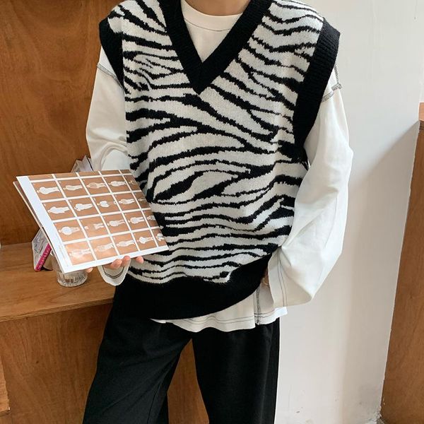 women's vests vintage loose zebra stripes sweater vest for women autumn winter korean knitted sleeveless jecket chaleco mujer, Black;white
women's vests vintage loose zebra stripes sweater vest for women autumn winter korean knitted sleeveless jecket chaleco mujer, Black;white