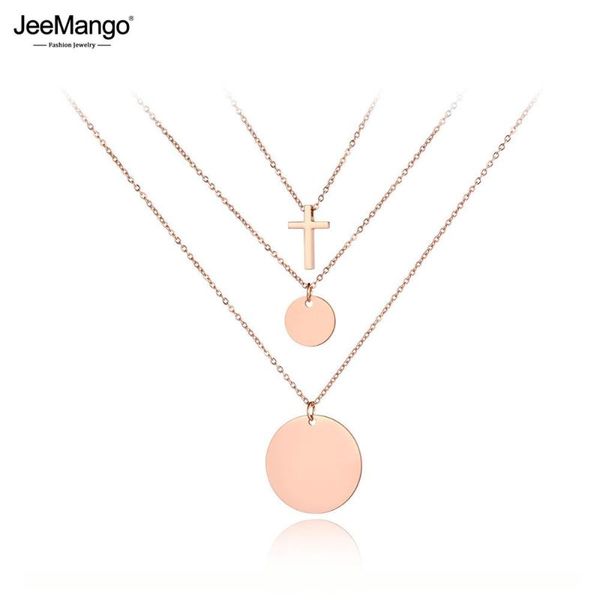 chokers jeemango bohemia titanium stainless steel three-layer round tag cross necklaces jewelry pendant chain necklace for women jn19077, Golden;silver 
chokers jeemango bohemia titanium stainless steel three-layer round tag cross necklaces jewelry pendant chain necklace for women jn19077, Golden;silver