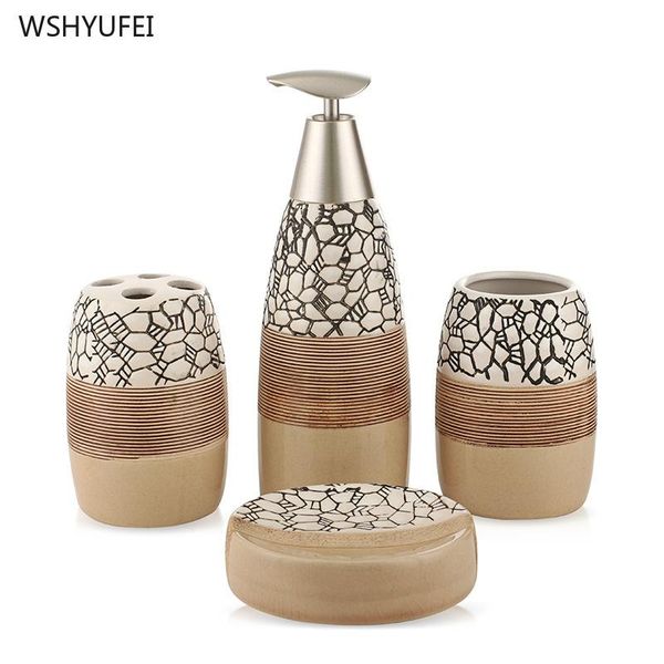 4 sets of embossed lines ceramic bathroom set creative home non-slip design mouth cup soap dish soap bottle toothbrush holder
4 sets of embossed lines ceramic bathroom set creative home non-slip design mouth cup soap dish soap bottle toothbrush holder