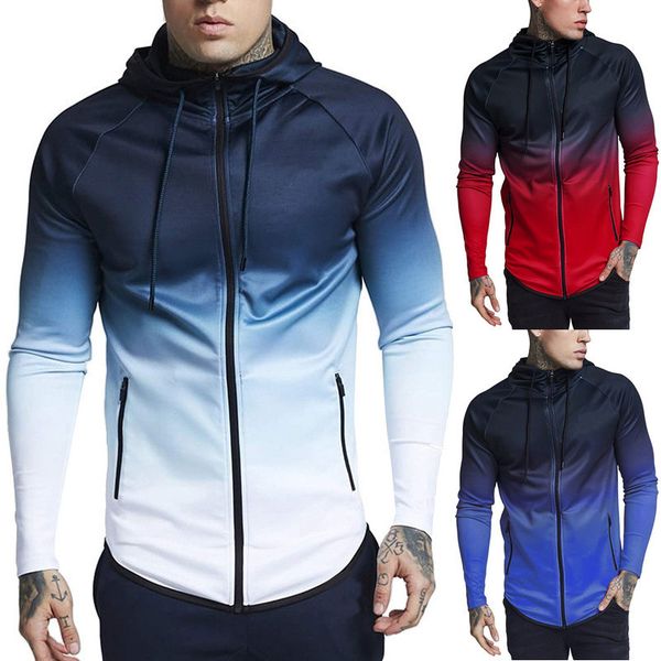 european version foreign trade sports fitness coat 2020 autumn and winter new mens elastic hooded gradient printing sweater w866, Black
european version foreign trade sports fitness coat 2020 autumn and winter new mens elastic hooded gradient printing sweater w866, Black