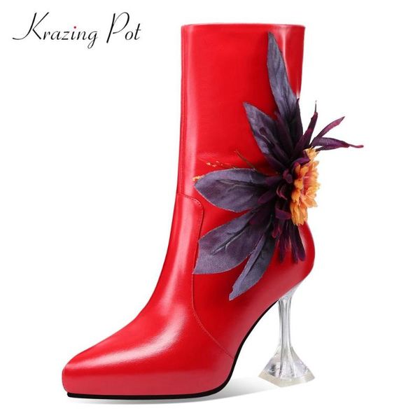 krazing pot fashion boots genuine leather flowers appliques pointed toe thin high heel zipper beauty lady mid-calf boots l67, Black
krazing pot fashion boots genuine leather flowers appliques pointed toe thin high heel zipper beauty lady mid-calf boots l67, Black