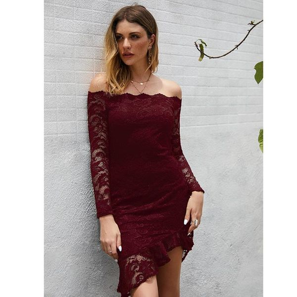 casual dresses lace female dress solid color long sleeve off shoulder slim mini ladies party formal, Black;gray
casual dresses lace female dress solid color long sleeve off shoulder slim mini ladies party formal, Black;gray