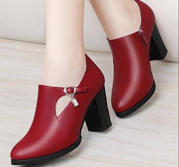 women shoes autumn winter pu leather pointed toe thick high heel solid mom shoes lace up wedding female pumps boots plus size, Black
women shoes autumn winter pu leather pointed toe thick high heel solid mom shoes lace up wedding female pumps boots plus size, Black