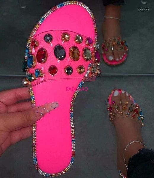 candy-colored women's rhinestone gemstone slippers outdoor wild casual flat non-slip sandals spring/summer new 2020 flip flop ms1, Black 
candy-colored women's rhinestone gemstone slippers outdoor wild casual flat non-slip sandals spring/summer new 2020 flip flop ms1, Black