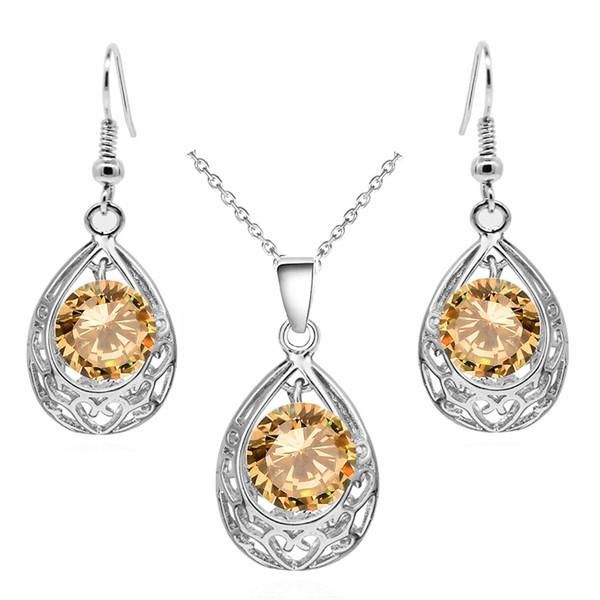 real zircon stones water pendant necklace earrings fashion jewelry sets women dropshipping vintage queen bride, Silver
real zircon stones water pendant necklace earrings fashion jewelry sets women dropshipping vintage queen bride, Silver