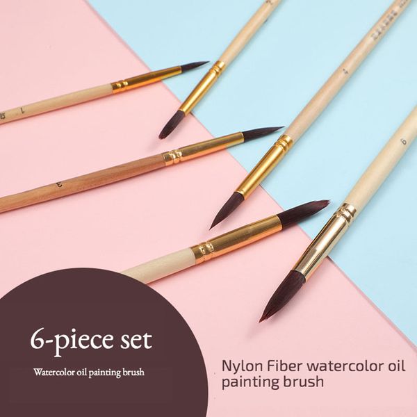 6pcs/set round flat head watercolor gouache brush pen log short rod claret nylon hair fiber oil brush painting art supplies, Black;red
6pcs/set round flat head watercolor gouache brush pen log short rod claret nylon hair fiber oil brush painting art supplies, Black;red