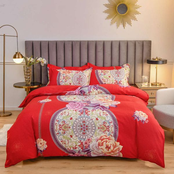 large pattern thickened four piece cotton sheet quilt cover bed gift