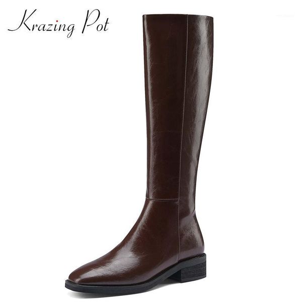 krazing pot 2021 riding boots split leather square toe thick med heel zipper beauty lady cozy basic knee-high boots l711, Black
krazing pot 2021 riding boots split leather square toe thick med heel zipper beauty lady cozy basic knee-high boots l711, Black