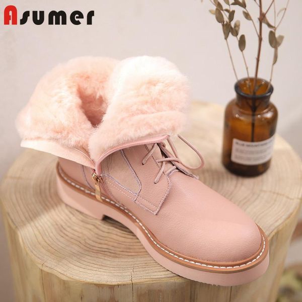 asumer 2021 genuine leather shoes women snow boots zip square heel casual shoes thick fur winter ankle boots women, Black
asumer 2021 genuine leather shoes women snow boots zip square heel casual shoes thick fur winter ankle boots women, Black