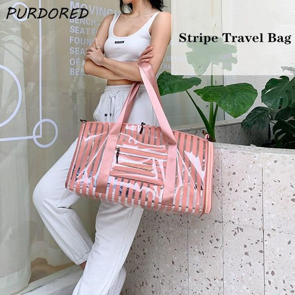 purdored 1 pc fashion women striped travel bag outdoor waterproof pvc sports gym bags women training fitness travel handbag
purdored 1 pc fashion women striped travel bag outdoor waterproof pvc sports gym bags women training fitness travel handbag